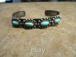 CHARMING OLD Fred Harvey Era Navajo Sterling Silver Turquoise CONCHO Bracelet