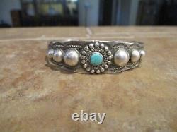 CHARMING Old Fred Harvey Era Navajo Sterling Silver Turquoise CONCHO Bracelet