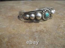 CHARMING Old Fred Harvey Era Navajo Sterling Silver Turquoise CONCHO Bracelet