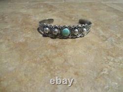 CLASSIC Old Fred Harvey Era Navajo Sterling Silver Turquoise DOME Bracelet
