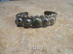 Charming Old Fred Harvey Era Navajo Sterling Silver Turquoise DOME Bracelet