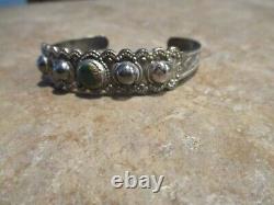 Charming Old Fred Harvey Era Navajo Sterling Silver Turquoise DOME Bracelet