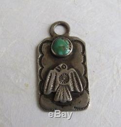 Classic old Fred Harvey thunderbird sterling silver turquoise charm