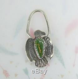 Classic sterling silver Fred Harvey Navajo Thunderbird key ring signed DS