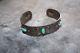 Coin Silver Bracelet Cuff 31g Navajo Stamped Turquoise Wow! Fred Harvey