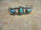Darling Old Fred Harvey Era Navajo Sterling Three Turquoise Concho Bracelet