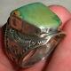 Dated 1936 Fred Harvey Cerillos Turquoise Ring Thunderbird Silver Navajo Vafo