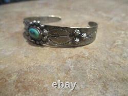 DESIRABLE OLD Fred Harvey Era Navajo Sterling Silver Turquoise CONCHO Bracelet