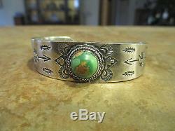 EARLY 1900's Fred Harvey Era NAVAJO 900 Coin Silver PREMIUM Turquoise Bracelet