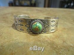 EARLY 1900's Fred Harvey Era NAVAJO 900 Coin Silver PREMIUM Turquoise Bracelet