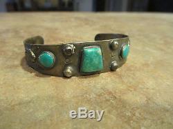 EARLY Fred Harvey Era Navajo Silver Turquoise Bracelet with Applied Thunderbirds
