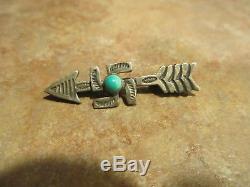EARLY Fred Harvey Era Navajo Silver Turquoise WHIRLING LOG Pin 1 5/8