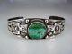 Early Hm Fred Harvey Era Navajo Stamped Silver & Turquoise Thunderbird Bracelet