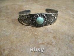 EXTRA NICE Old Fred Harvey Era Navajo Sterling Silver Turquoise Concho Bracelet