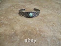 EXTRA NICE Old Fred Harvey Era Navajo Sterling Silver Turquoise Concho Bracelet
