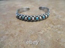 EXTRA NICE Old Fred Harvey Era Navajo Sterling Silver Turquoise Row Bracelet