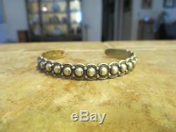 EXTRA OLD Fred Harvey Era Navajo Sterling Silver BUTTON DOME Row Bracelet
