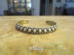 EXTRA OLD Fred Harvey Era Navajo Sterling Silver BUTTON DOME Row Bracelet