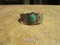 EXTRA OLD Fred Harvey Era Navajo Sterling Turquoise APPLIED BUTTERFLY Bracelet