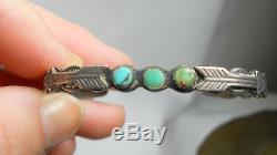 Early 1900 FRED HARVEY ERA Old Pawn 900 COIN Silver Bracelet with TURQUOISE