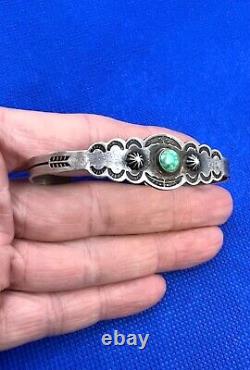 Early Bell Fred Harvey Southwest Sterling Natural Turquoise Cuff Bracelet 6