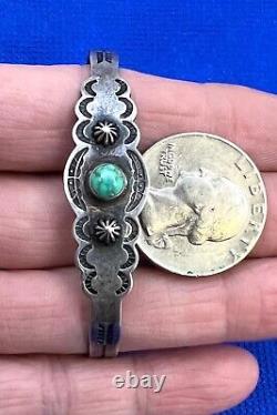 Early Bell Fred Harvey Southwest Sterling Natural Turquoise Cuff Bracelet 6