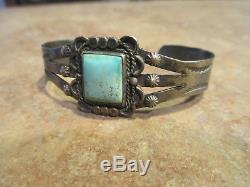 Early Fred Harvey Era Navajo Sterling Silver Square Turquoise Raindrop Bracelet