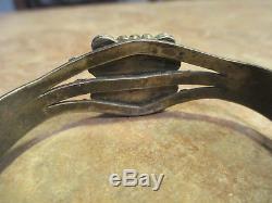Early Fred Harvey Era Navajo Sterling Silver Square Turquoise Raindrop Bracelet