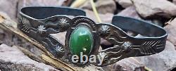 Early Fred Harvey Era Sterling Silver Turquoise Cuff Bracelet 6 Native Tourist