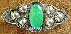 Early Fred Harvey Era Vintage Navajo Sterling Silver Fine Turquoise Pin Brooch