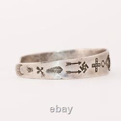Early Fred Harvey Sterling Silver Horse Dogs Whirling Log Arrows Cuff Bracelet 7