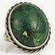 Early Fred Harvey Sterling Silver Navajo Native American Green Turquoise Ring S4
