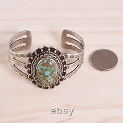 Early Fred Harvey Sterling Silver Number #8 Turquoise Cuff Bracelet Stamps 6.5
