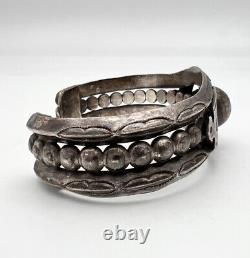 Early NAVAJO Fred Harvey Era Sterling Silver Stamped Thunderbird Cuff Bracelet