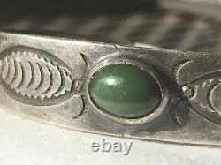 Early Navajo Ingot Sterling Silver Turquoise Bracelet Vintage Old Fred Harvey