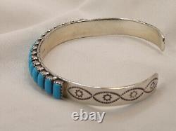 Estate Sterling Silver Turquoise Bangle Bracelet Native American Fred Harvey Era