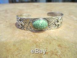 Exquisite EARLY Fred Harvey Era Navajo PREMIUM Turquoise WHIRLING LOG Bracelet