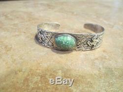 Exquisite EARLY Fred Harvey Era Navajo PREMIUM Turquoise WHIRLING LOG Bracelet