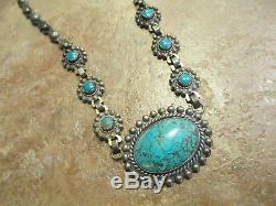 Exquisite OLD Fred Harvey Era Navajo Sterling Silver Turquoise Necklace