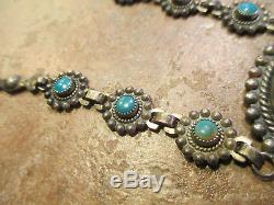 Exquisite OLD Fred Harvey Era Navajo Sterling Silver Turquoise Necklace