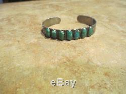 Exquisite OLD Fred Harvey Era Navajo Sterling Silver Turquoise ROW Bracelet