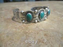 Exquisite Old 1940's Fred Harvey Era Navajo Sterling Silver Turquoise Bracelet