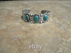 Exquisite Old 1940's Fred Harvey Era Navajo Sterling Silver Turquoise Bracelet