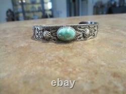 Exquisite Old Fred Harvey Era Navajo Sterling CARICO LAKE Turquoise Bracelet