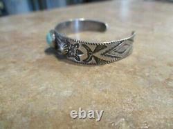 Exquisite Old Fred Harvey Era Navajo Sterling CARICO LAKE Turquoise Bracelet