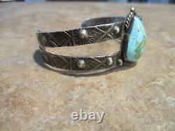 Exquisite Old Fred Harvey Era Navajo Sterling Silver Turquoise Design Bracelet