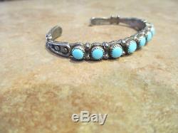 Extra Fine OLD Fred Harvey Era Navajo Sterling Silver Turquoise ROW Bracelet