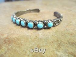Extra Fine OLD Fred Harvey Era Navajo Sterling Silver Turquoise ROW Bracelet