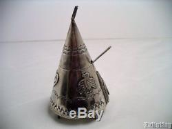 Extremely Rare Fred Harvey Coin Silver Teepee Sugar Condiment Jar Container