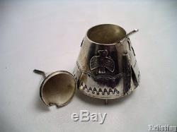 Extremely Rare Fred Harvey Coin Silver Teepee Sugar Condiment Jar Container
